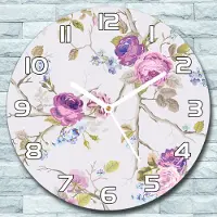 Coloray Wanduhr aus Glas Rund fi 30 Lila Rosen Blumen Quarz Deko Schlafzimmer Büro