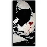 Coloray Leinwand Wanduhr Wandkunst Uhr Geräuschlos 30x60 Kapuzenpullover mit Messer - schwarze Hände