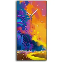 Coloray Leinwand Wanduhr Wandkunst Uhr 30x60 Kunst Mann abstrakte Bunte Landschaft - weiße Hände