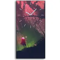 Coloray Dekor Leinwand Uhr Wandbilder 30x60 Kunst Mann mit Zauberstange Riesenbaum - weiße Hände