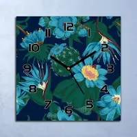 Coloray Wanduhr Echt-Glas-Küchenuhr Tropische Blumen Quarz Lautlos 30x30 Deko Bilder