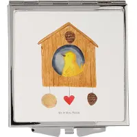 Mr. & Mrs. Panda Schminkspiegel Vogel Haus - Weiß - Geschenk, Castle, Klappspiegel, Kosmetikspiegel, Wohnung, Lustige Sprüche, Handspiegel, Familie, Nest, Frauen Spiegel