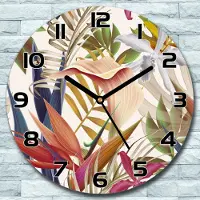 Coloray Wanduhr aus Glas Rund fi 30 Tropische farbenfrohe Pflanzen Deko Wohnzimmer Büro
