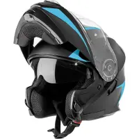 Vinz Busan Klapphelm mit Sonnenblende | ECE 22.06 & PINLOCK vorbereitet | Motorrad Helm Integralhelm | Motorradhelm Klappbar | In Gr. XS-XXL | Erhältlich in verschiedenen Farben - Blau | XXL (61 cm)