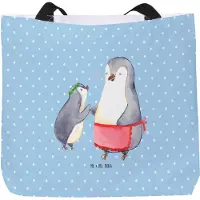 Mr. & Mrs. Panda Reisetasche Pinguin mit Kind - Blau Pastell - Geschenk, Muttertag, Mutter, Pinguine, Mama, Tote Bag, Strandtasche, Tragetasche, Vorbild, Schultasche