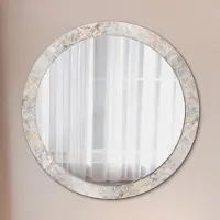 Coloray Ø90cm Spiegel - Glasrahmen mit Aufdruck - Wandspiegel Schlafzimmer - Shabby Mosaik