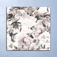 Coloray Deko Glasuhr Wanduhr 30x30 Blumen Pfingstrosen Quarz Küchenuhr Bürouhr