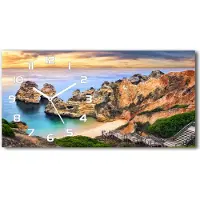 Tulup Wanduhr aus Glas – 60x30 cm - Glasbild - Glasuhr - Gehärtetes Glas - weisse-zeiger - Lagos Portugal
