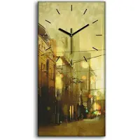 Coloray Wanduhr Leinwand Bild Uhr 30x60 Bild Malerei Straße Stadt Vintage Stil - schwarze Hände