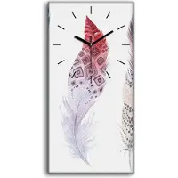 Coloray Wandbild Leinwand Bilder Wanduhr Quarz 30x60 Malerei Feder bunte Aquarellfarbe - schwarze Hände