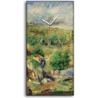 Coloray Wohnzimmer-Bild Leinwand Uhr 30x60 Malerei Wald Bäume Landschaft Himmel Wolken - weiße Hände