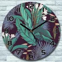 Coloray Wanduhr aus Glas Rund fi 30 Dschungel Exotische Quarz Deko Schlafzimmer Büro