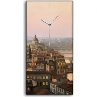 Coloray Leinwand Wanduhr Wandkunst Uhr Geräuschlos Kunstdruck 30x60 Italien Stadt Wasser - weiße Hände