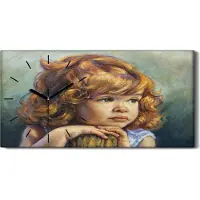 Coloray Dekor Leinwand Uhr Wandbilder Quarz 60x30 Malerei Mensch Kind Mädchen Kunst - schwarze Hände