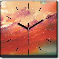 Coloray Uhr auf Leinwand 30x30 cm Wand Uhr Dekoration Wohnzimmer Segeltuch schwarze Hände -Mannradwolken