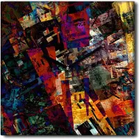 Coloray Uhr auf Leinwand 30x30 cm Wand Uhr Dekoration Wohnzimmer Segeltuch schwarze Hände -Abstraktionslandschaft.