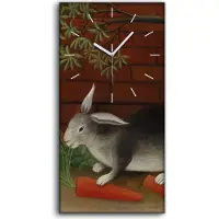 Coloray Leinwand Wanduhr Wandkunst Uhr 30x60 Gemälde Karotte Tier Kaninchen Kunst - weiße Hände