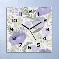 Coloray Wanduhr Echt-Glas-Küchenuhr Zarte Mohn Kunst Quarz Lautlos 30x30 Deko Bilder