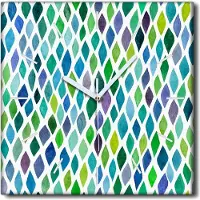 Coloray Uhr auf Leinwand 30x30 cm Wand Uhr Dekoration Wohnzimmer Segeltuch weiße Zeiger -Blätter Abstraktionsmuster