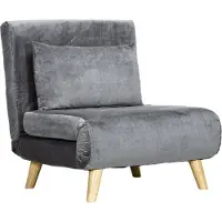 Northio Schlafsessel Klappsessel mit Bettfunktion & Kissen, Gästebett mit Verstellbarer Rückenlehne, Samtoptik, bis 125 kg, Grau