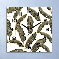 Coloray Wanduhr Echt-Glas-Küchenuhr Goldene Blätter Quarz Lautlos 30x30 Deko Bilder