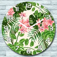 Coloray Wanduhr aus Glas Rund fi 30 Hawaii Pflanzen Quarz Deko Wohnzimmer Büro