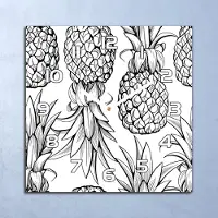 Coloray Deko Glasuhr Wanduhr 30x30 Schwarz-weiße Ananas Quarz Küchenuhr Bürouhr