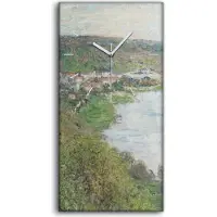 Coloray Wandbild Leinwand Bilder mit Uhr Geräuschlos 30x60 Ansicht von Vetheuil - weiße Hände