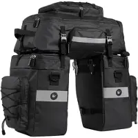 Merkloos Fietstas – Gepäckträger-Tasche – 3-in-1 – Wasserdicht – Polyester – Mit Regenhaube
