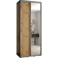 MEBLE KRYSPOL Cannes 11 Schrank mit 2 Schiebetüren - 205,2x110x45 cm - Schwarz Artisan Silber