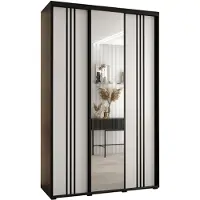 MEBLE KRYSPOL Davos 7 Schrank, drei Türen - 235,2x150x45 cm - Schwarz Weiß Schwarz
