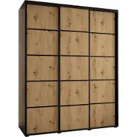 MEBLE KRYSPOL Cannes 4 Schrank mit 3 Schiebetüren - 205,2x190x60 cm - Schwarz Artisan Schwarz