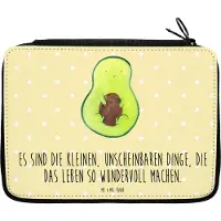Mr. & Mrs. Panda Federmappe Avocado Kern - Gelb Pastell - Geschenk, Spruch Leben, Mäppchen, Bleistiftetui, Etui, Federmäppchen, Pflanze, Schlampermäppchen, Liebe, Baby