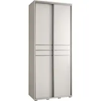 MEBLE KRYSPOL Cannes 10 Schrank mit 2 Schiebetüren - 205,2x100x45 cm - Weiß Weiß Silber