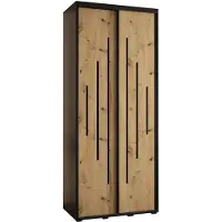 MEBLE KRYSPOL Cannes 12 Schrank mit 2 Schiebetüren - 205,2x120x45 cm - Schwarz Artisan Schwarz