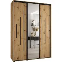 MEBLE KRYSPOL Cannes 13 Schrank mit 3 Schiebetüren - 205,2x180x60 cm - Artisan Artisan Schwarz