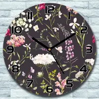 Coloray Wanduhr aus Glas Rund fi 30 botanische Blüten Quarz Deko Schlafzimmer Büro