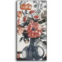 Coloray Wandbild Leinwand Bilder mit Uhr 30x60 Zeichnung Florale Blumen Pflanzen - weiße Hände