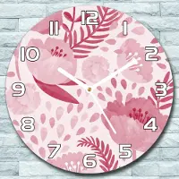 Coloray Wanduhr aus Glas Rund fi 30 Rosa Mohn Vintage Quarz Deko Wohnzimmer Büro