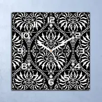 Coloray Deko Glasuhr Wanduhr 30x30 s Damast Quarz Küchenuhr Bürouhr