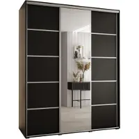 MEBLE KRYSPOL Davos 5 Schrank, drei Türen - 235,2x190x60 cm - Schwarz Schwarz Silber