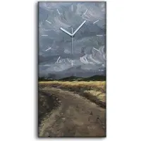 Coloray Wanduhr Uhr Wandbild Leinwand Geräuschlos 30x60 Gemälde Gras Landschaft - weiße Hände