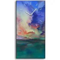 Coloray Wandbild Leinwand Bilder mit Uhr 30x60 Synergien der abstrakten Landschaft - weiße Hände