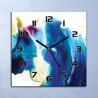 Coloray Wanduhr Echt-Glas-Küchenuhr Blaue Farbe Flecken Verschmierte 30x30 Deko Bilder
