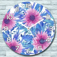 Coloray Wanduhr aus Glas Rund fi 30 Aquarell Blumen Quarz Deko Wohnzimmer Büro