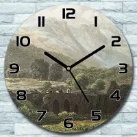 Coloray Wanduhr aus Glas Rund fi 30 Aquarell Land Natur Quarz Deko Schlafzimmer Büro