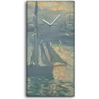 Coloray Leinwand Wanduhr Wandkunst Uhr Geräuschlos 30x60 Gemälde Sonnenaufgang Meeres - weiße Hände