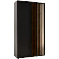 MEBLE KRYSPOL Sapporo 1 Schrank mit 2 Schiebetüren - 205,2x130x45 cm - Weiß Schwarz Artisan