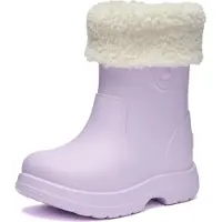 Ladeheid x Camminare Gummistiefel Kinder aus leichtem EVA warm gefüttert wasserdicht und sicher geführt durch rutschfeste Sohle ideal für kalte Tage und Schnee LA-CA-19 (HellLila, 30/31 EU)
