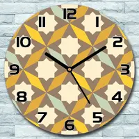 Coloray Wanduhr aus Glas Rund fi 30 Abstrakte Gelb Braun Quarz Deko Schlafzimmer Büro